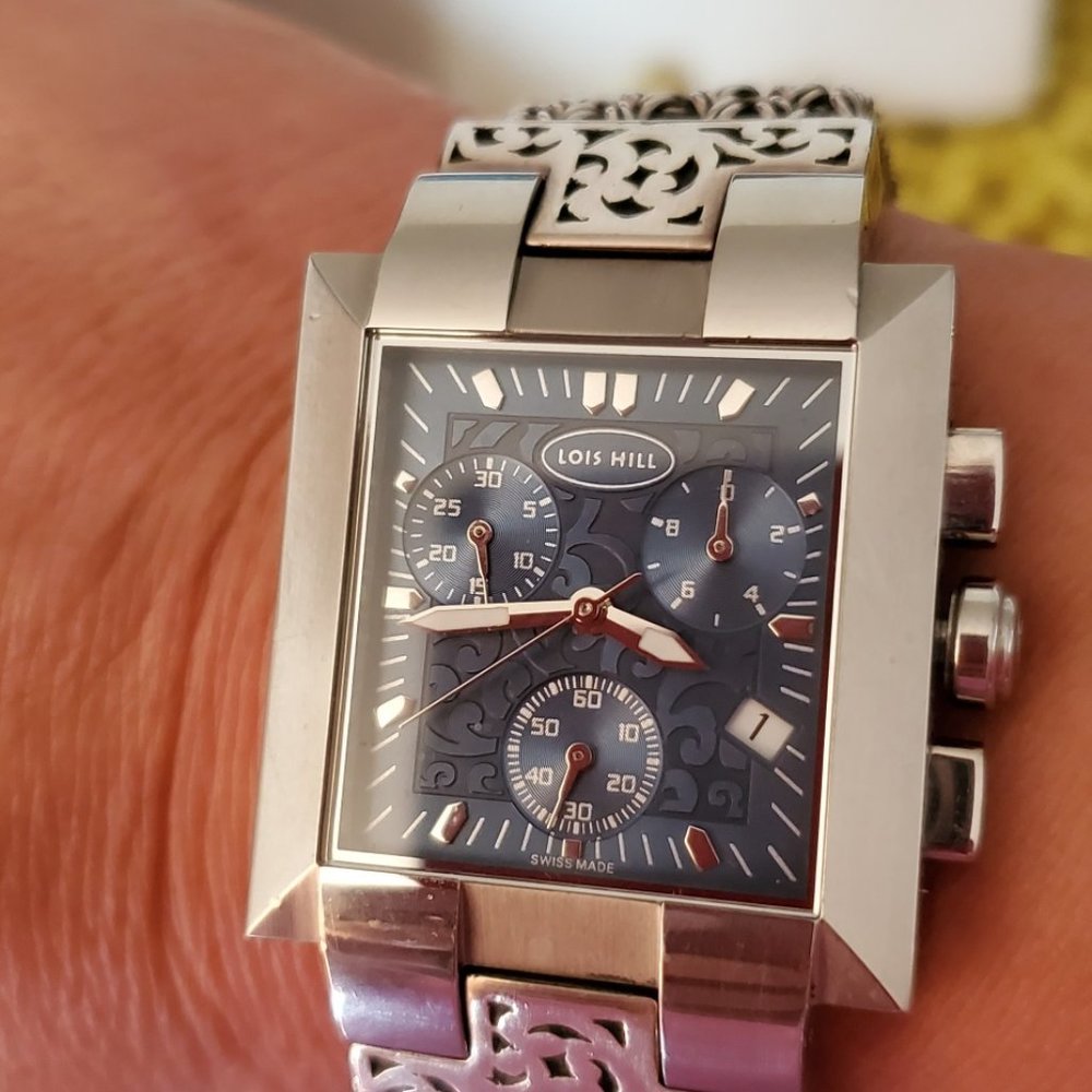 COPY - LOIS HILL S/S BLUE FACE LINK WATCH